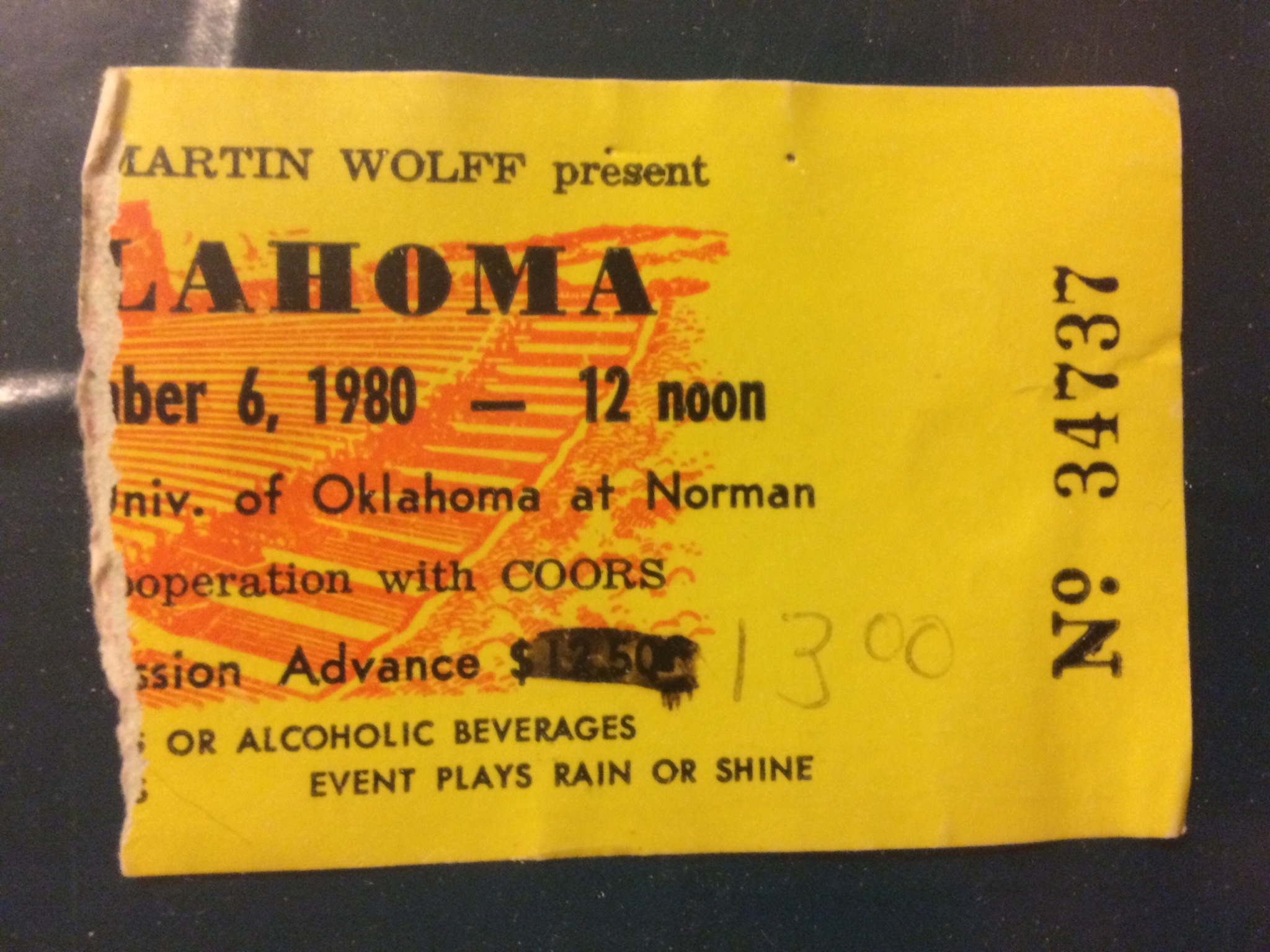 Oh! Calcutta! 1981年6月17日入場券 ヴィンテージ David Lee Roth performs Ice Cream Man at Oklahoma show