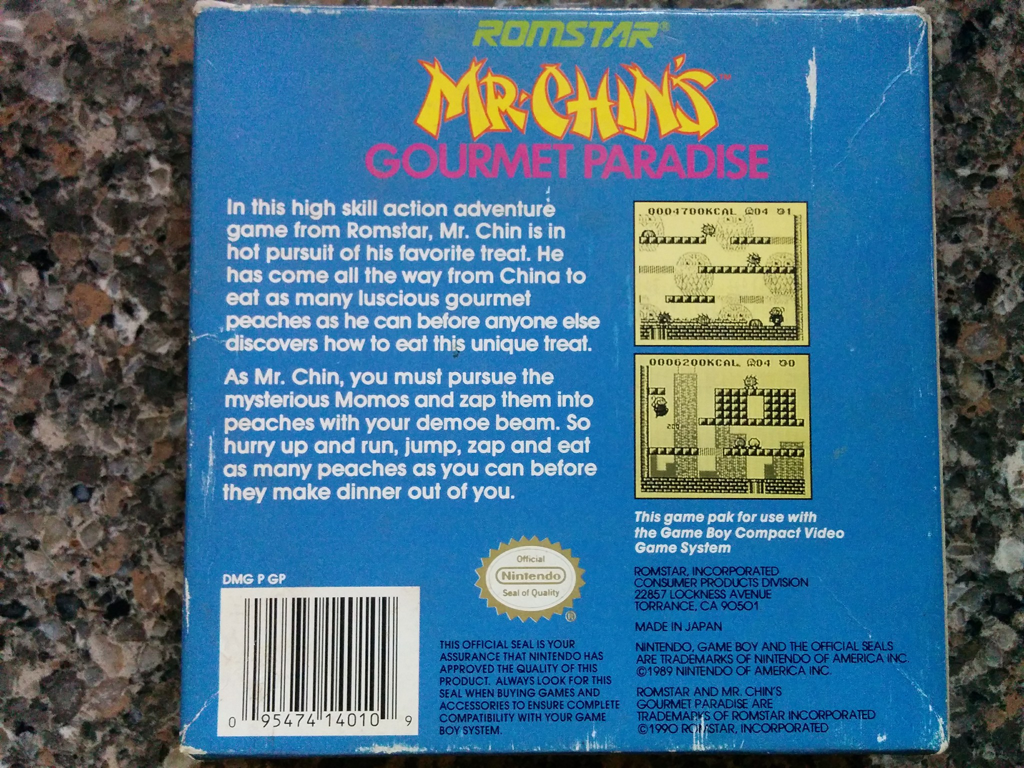 Mr. Chin's Gourmet Paradise. Romstar, 1990 for the Game Boy.