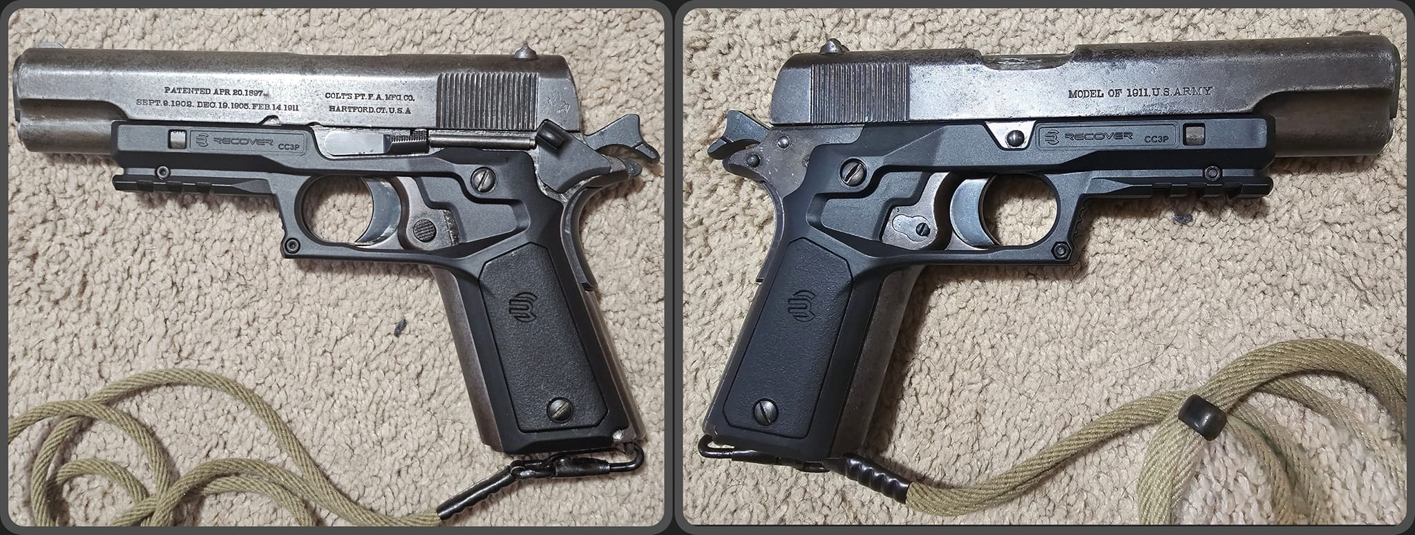 1911 Grips Punisher 3D printed, Magwell Bottom