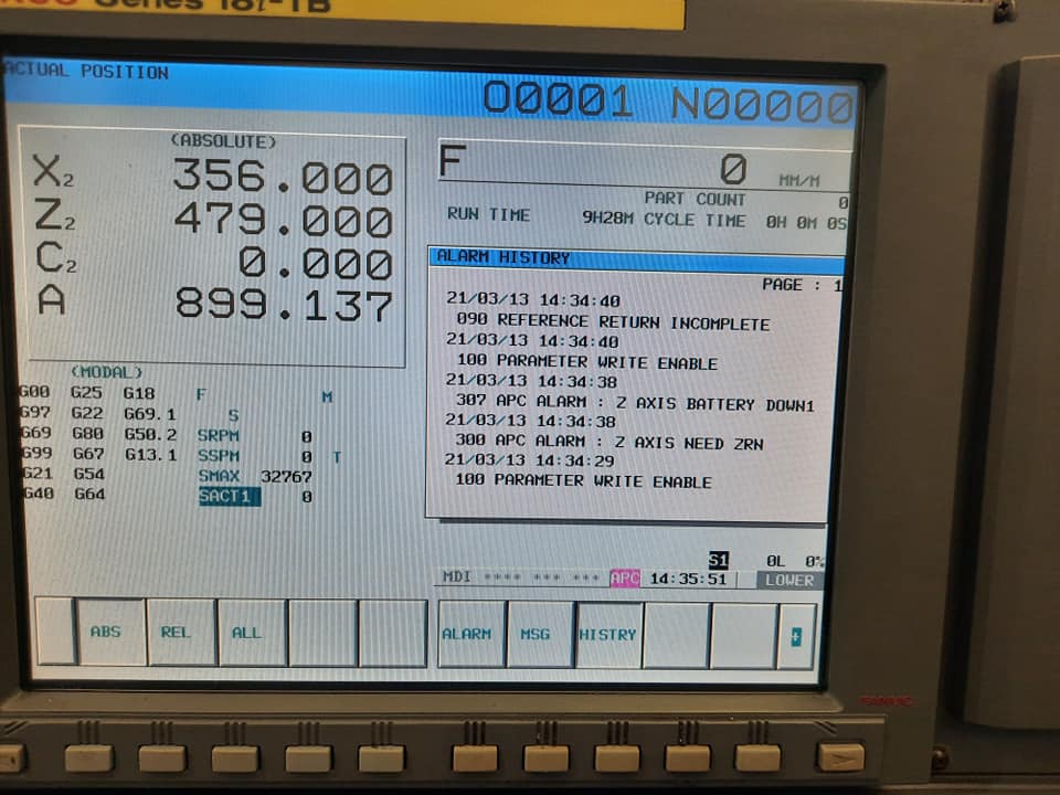 Having an issue with my doosan mx2000 the control 18i-TB is