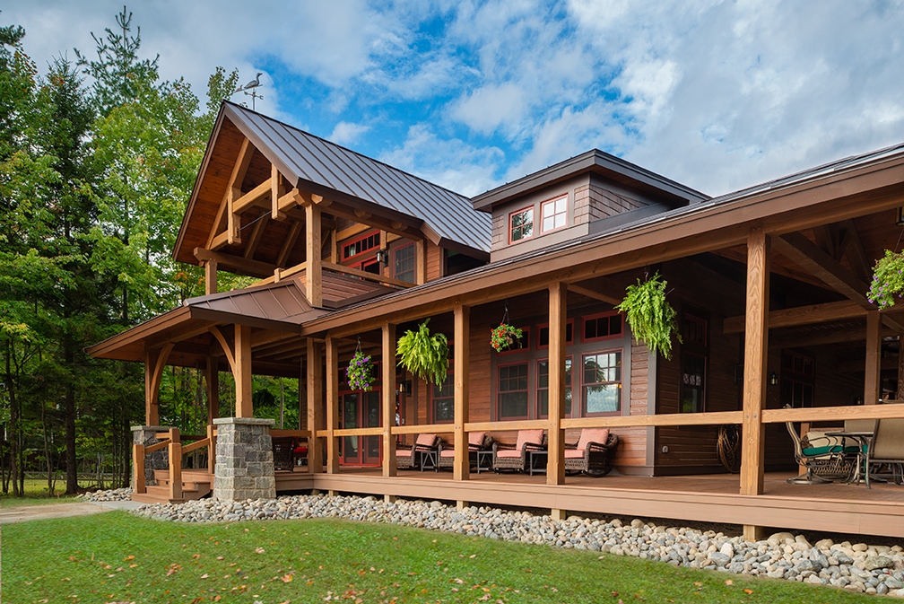New - This Adirondack lakefront lodge with wrap around porches and ...