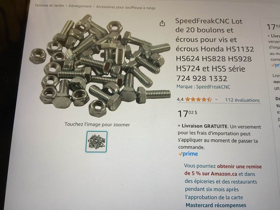 Lot Boulons De Cisaillement 1/4 X 2" Pour Souffleuse à Neige Honda – Remplace 90102-732-010 & 90114-SA0-000