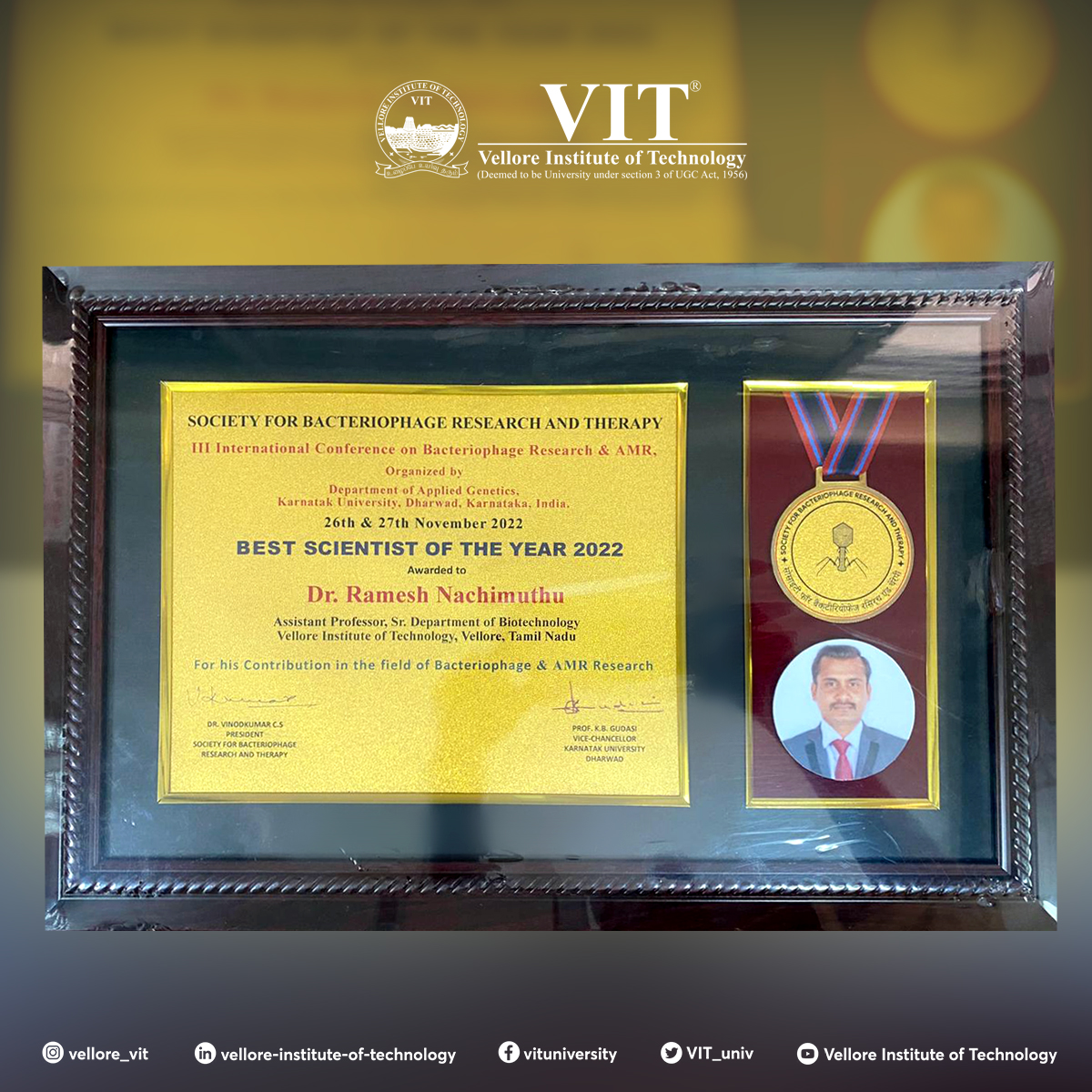 VIT - Hearty congratulations to Dr. N. Ramesh, Sr....