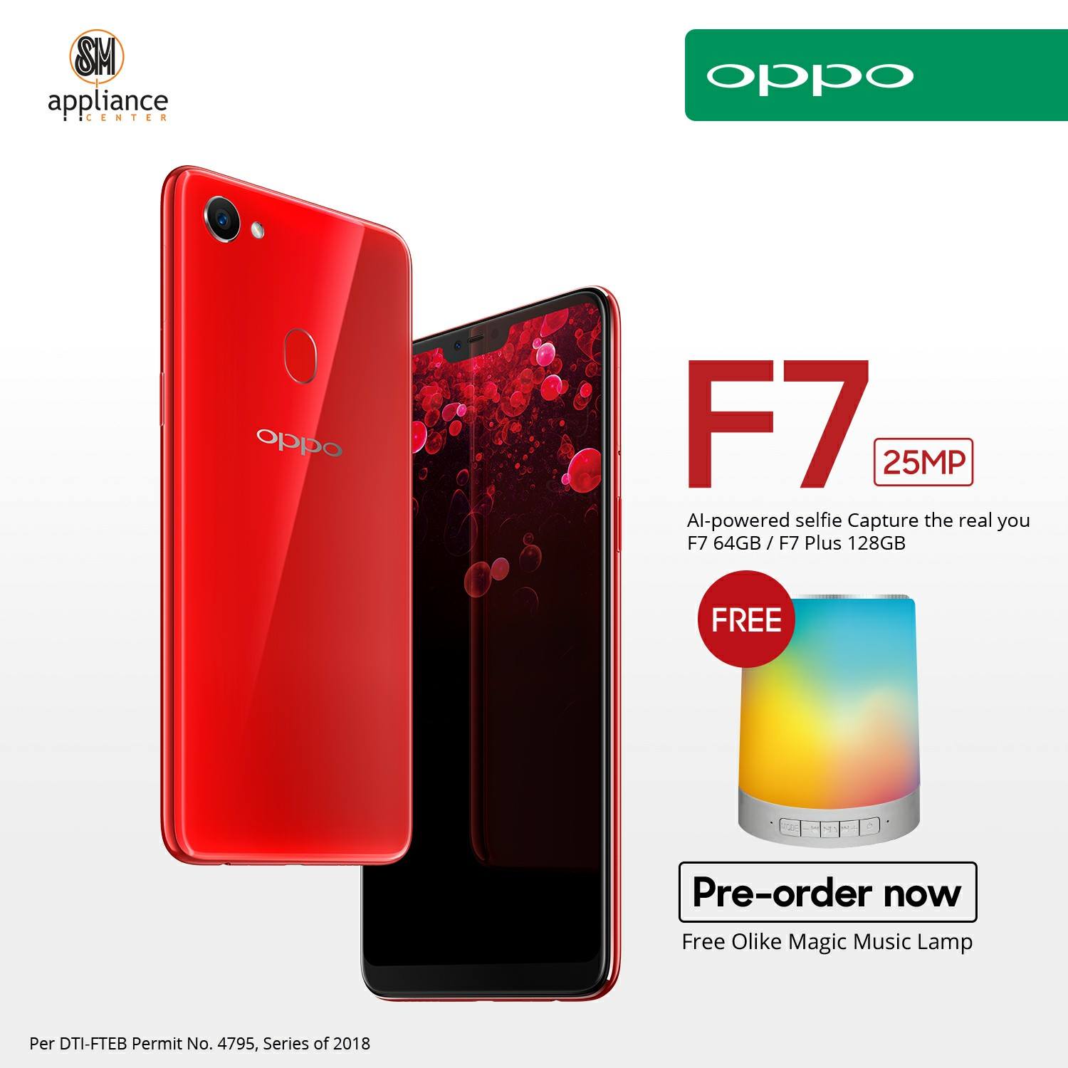 Be among the FIRST to get the beautiful, AI-powered Oppo F7! PRE 