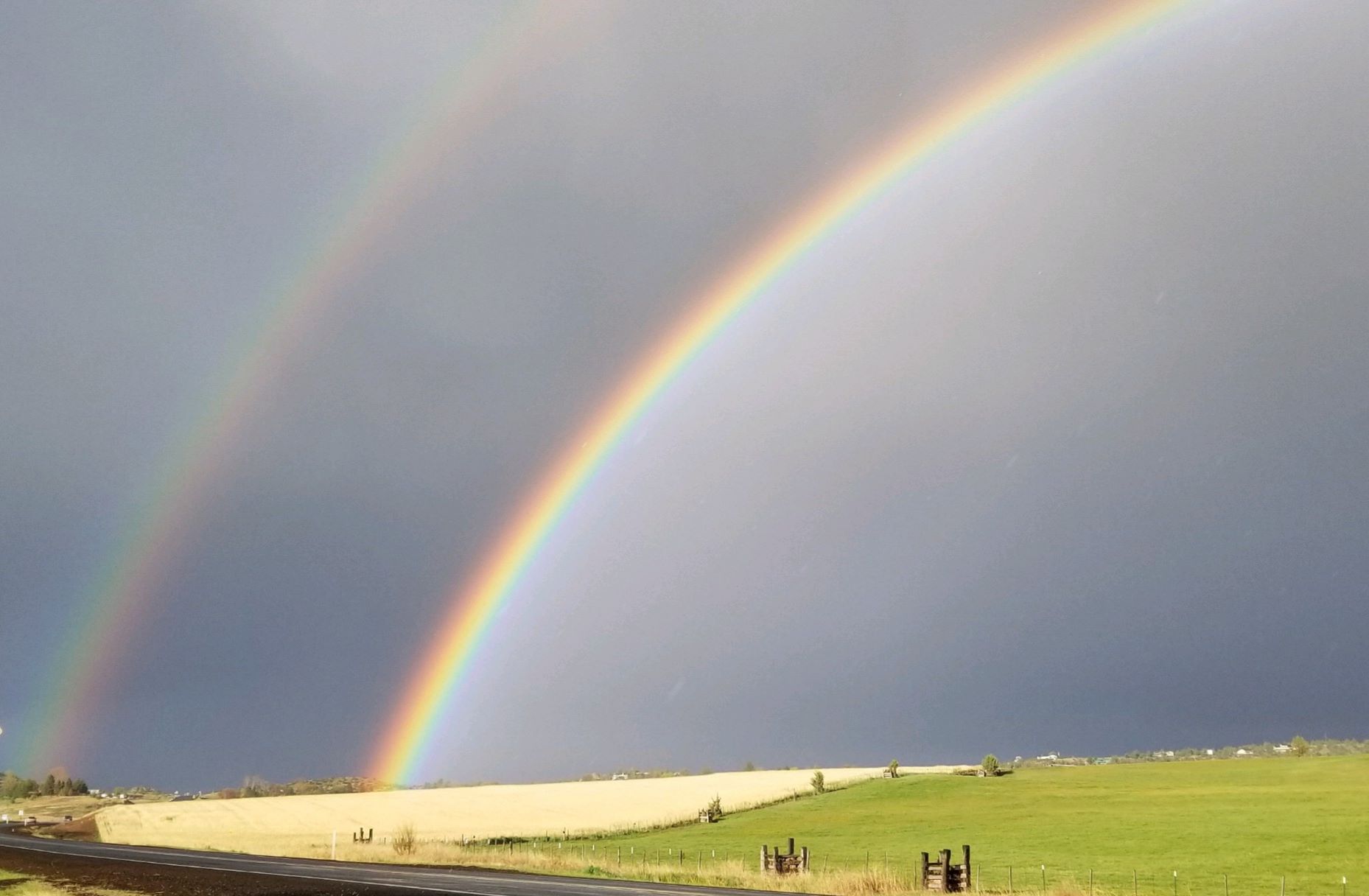 KTVZ - Double rainbow just North of Madras taken by Dion Hryciw.