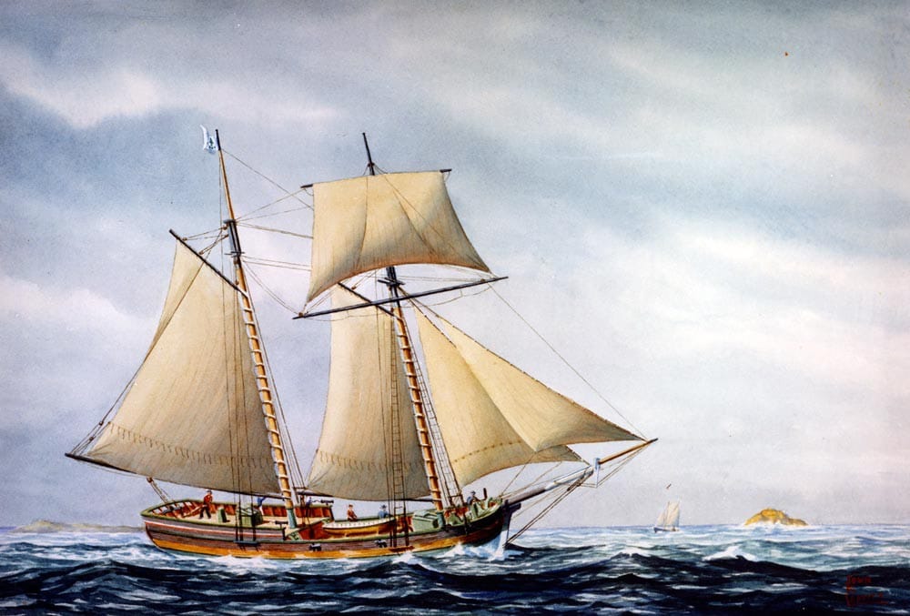 Representative schooner for 1750s-1770s New England historical fiction