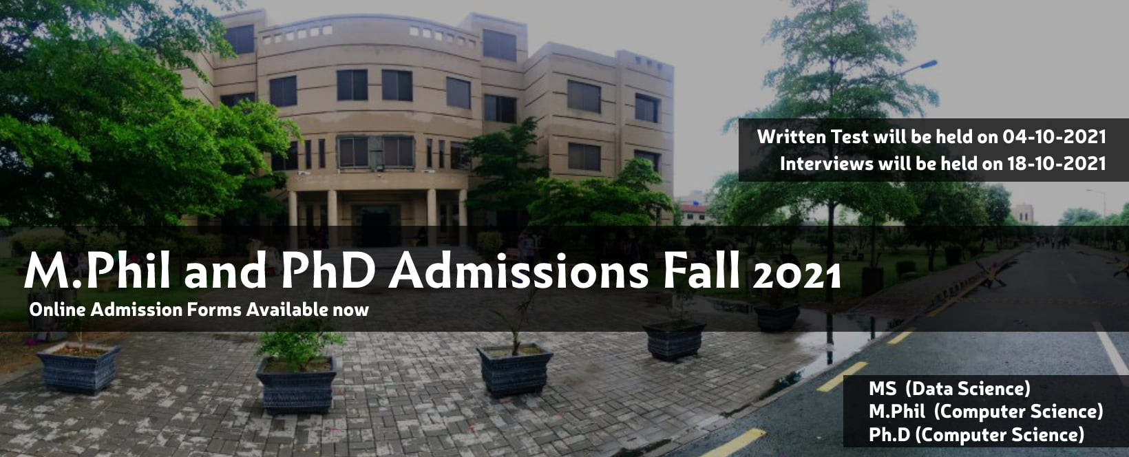 ADMISSIONS OPEN IN FOLLOWING PROGRAMS : MS (Data Science) M.Phil ...