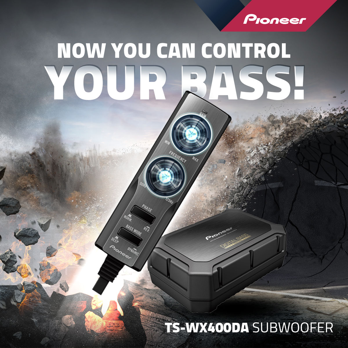 TS-WX400DA Sub Woofer lets you control the bass, with two 