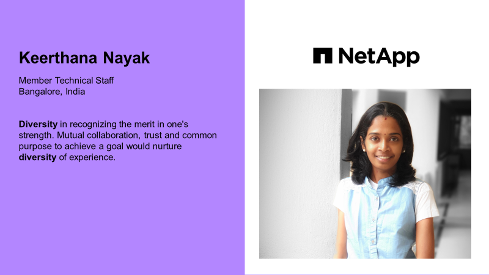 NetApp India - Here is Keerthana Nayak, MTS, #NetAppIndia...