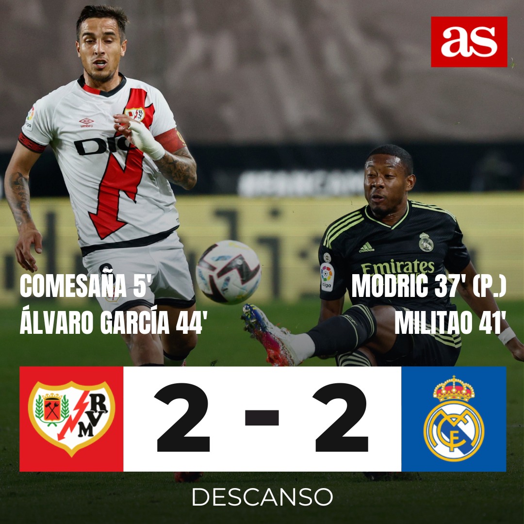 Diario - ⚔️ RAY 2⃣-2⃣ RMA (45' + 3') 🚨 ¡DESCANSO! El Rayo no deja ni un ...
