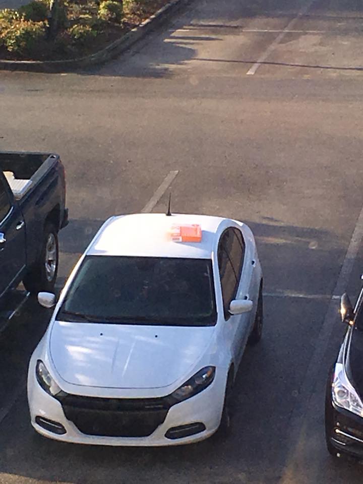 Have a police car parked roadside. Have a large box trap propped