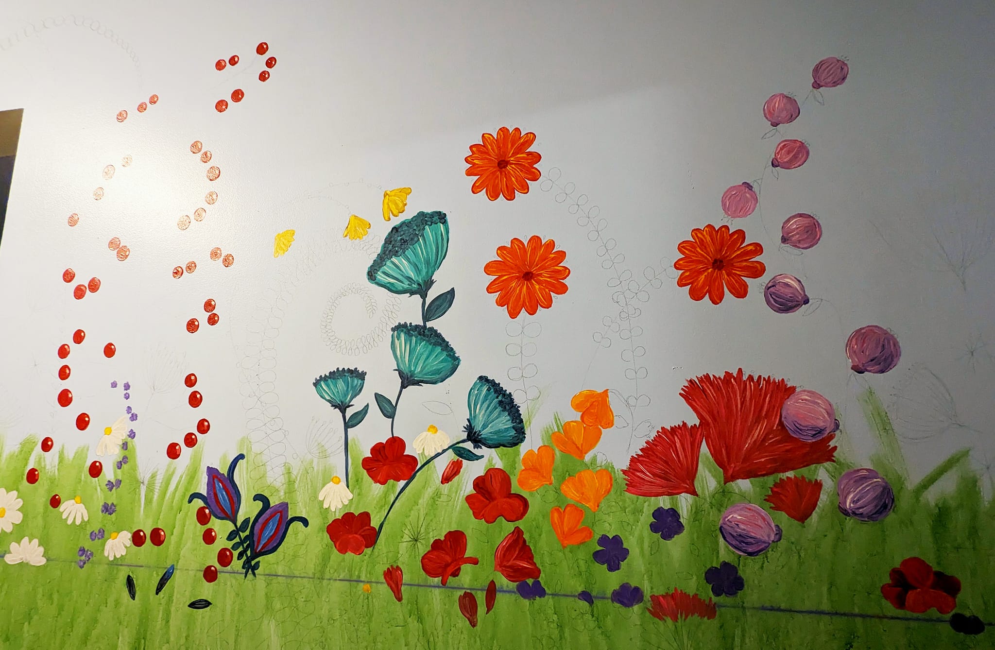 Maximalist entryway floral mural update