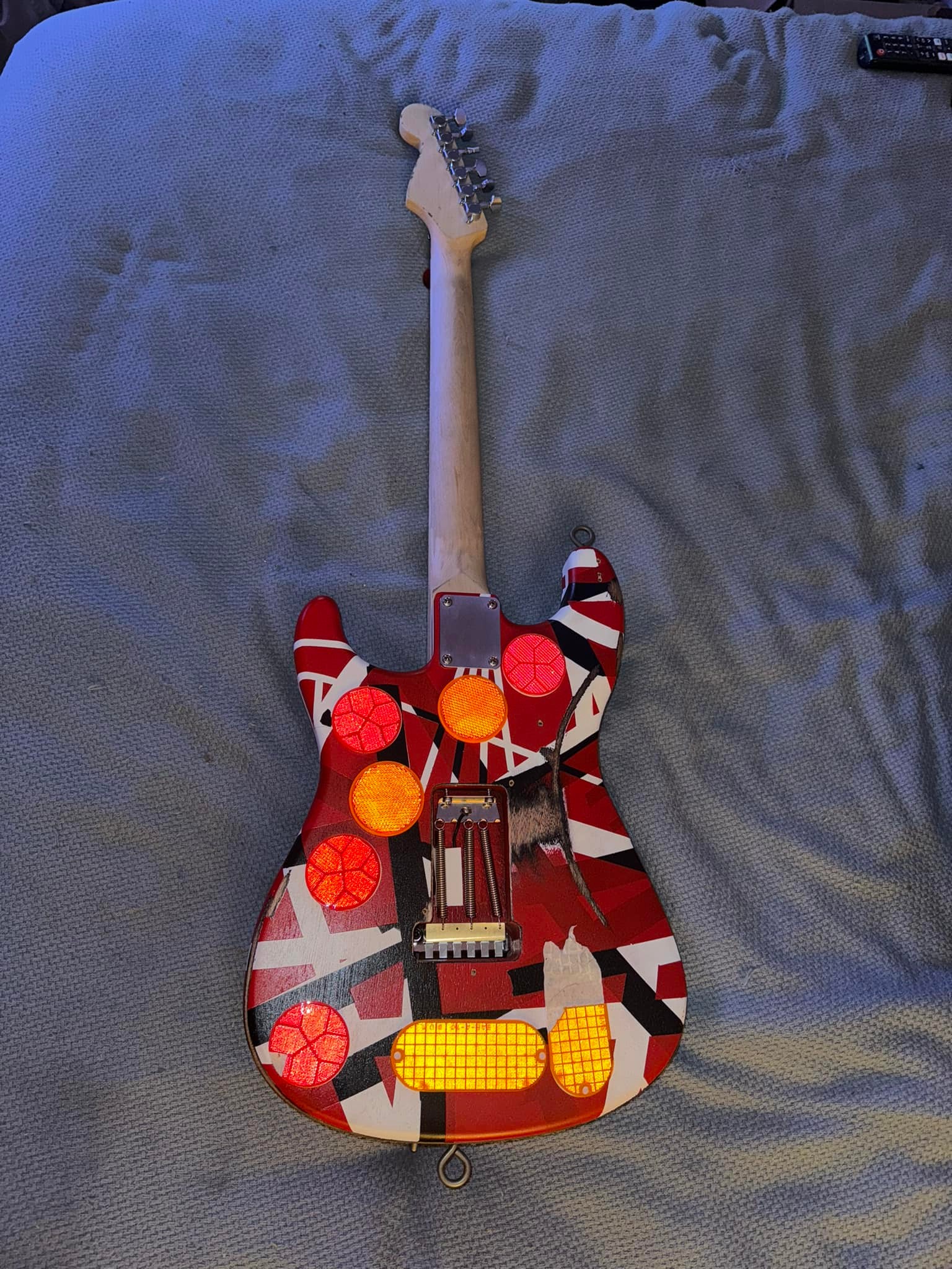 Custom built Frankie guitar inspired by Eddie Van Halen