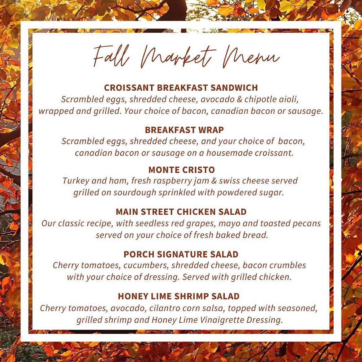 Discover Greer - 👀🍂🍁Check out the menu for Saturday’s Fall...