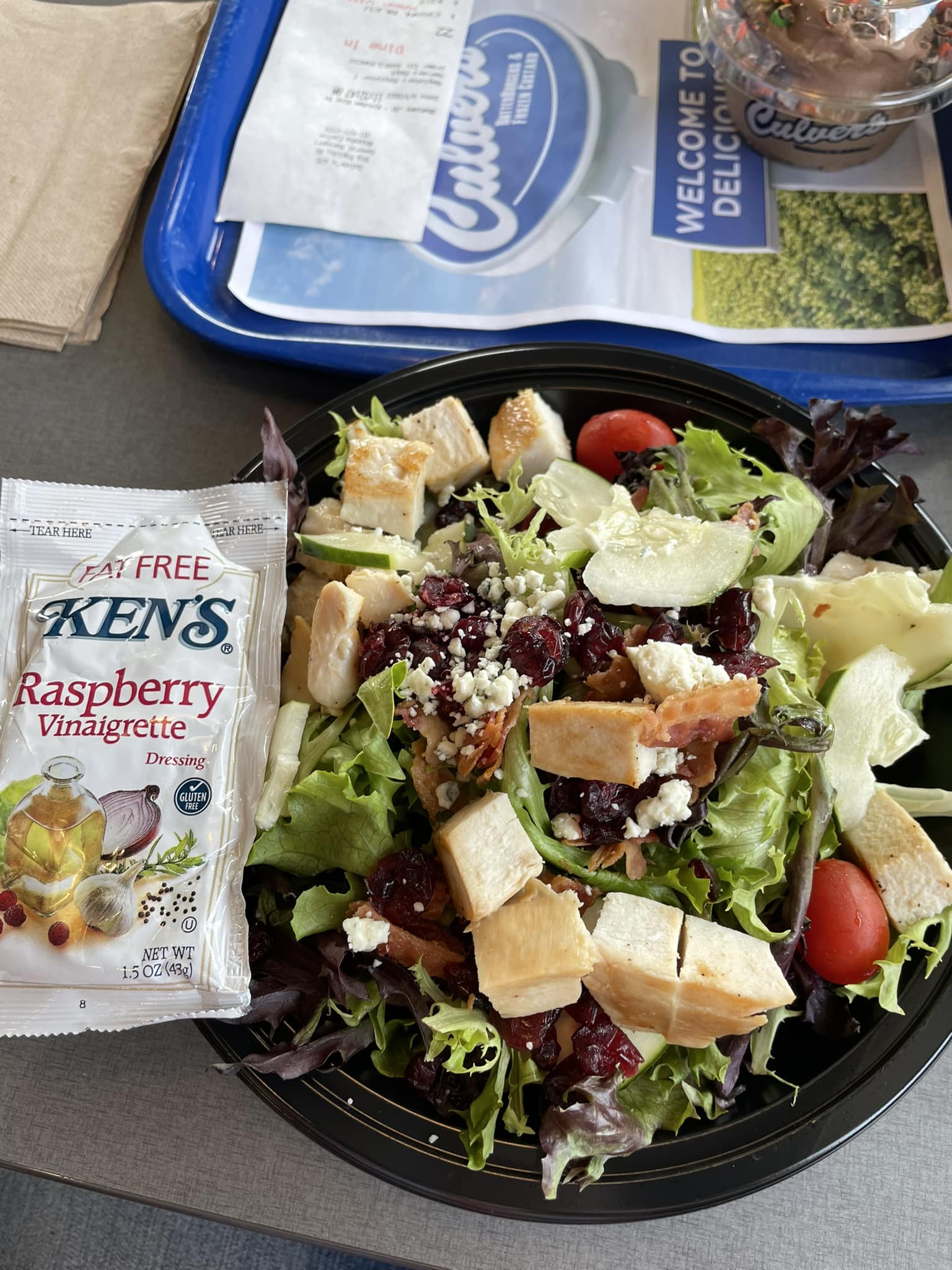 Delicious low-point Cranberry Bacon and Bleu salad at Culver's
