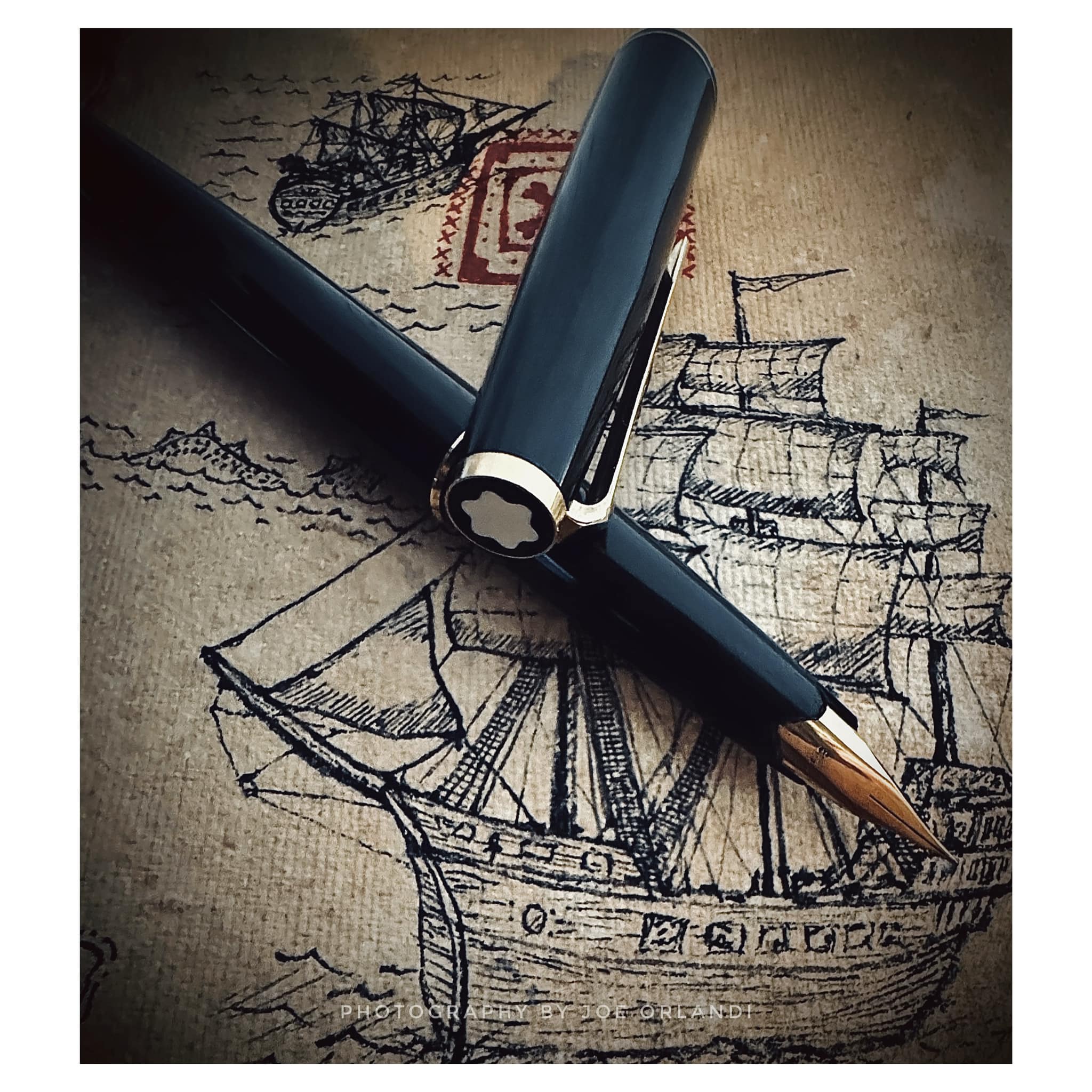 Montblanc Egyptomania pen and vintage inkwell