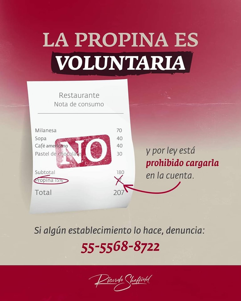 La propina es voluntaria: Profeco Si... - Telesur Campeche | Facebook