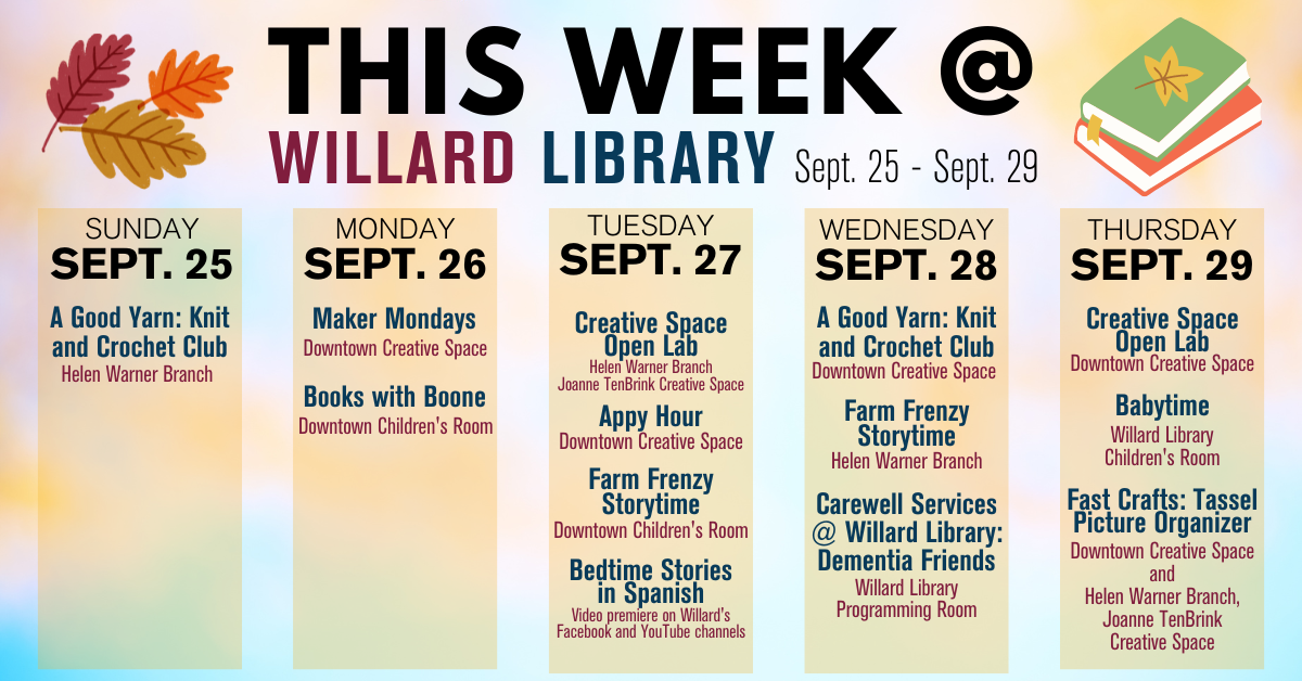 Willard Library - Here is the program schedule for this... | Facebook