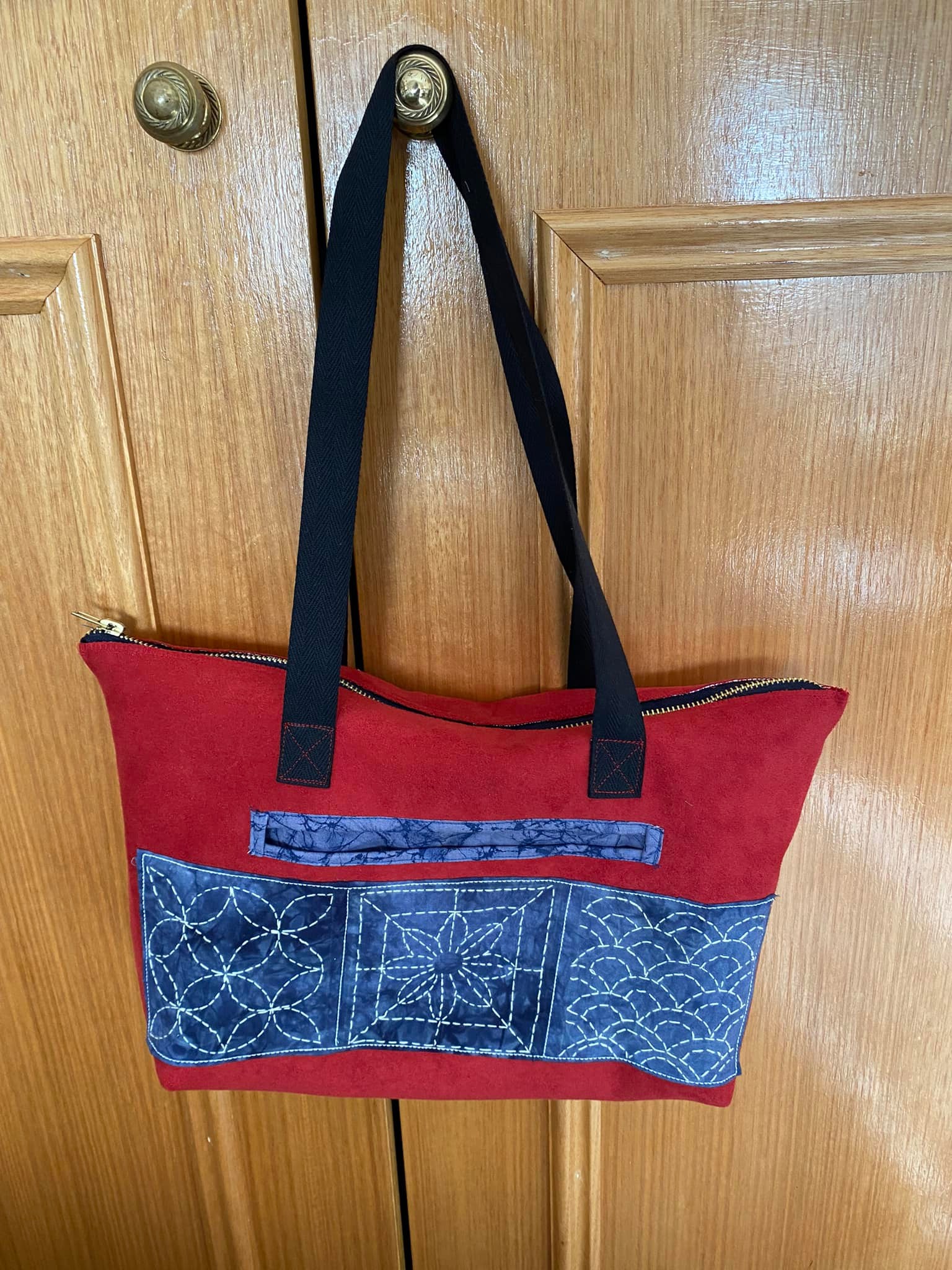 Sashiko embroidery featured on handmade bag