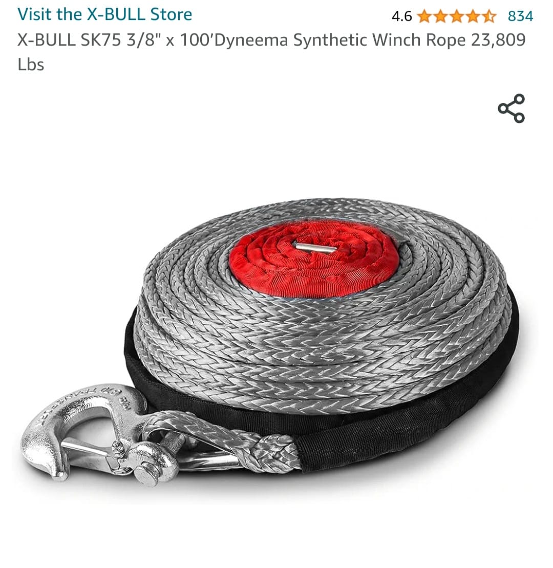 Synthetic rope recommendations for ZXR 12k winch