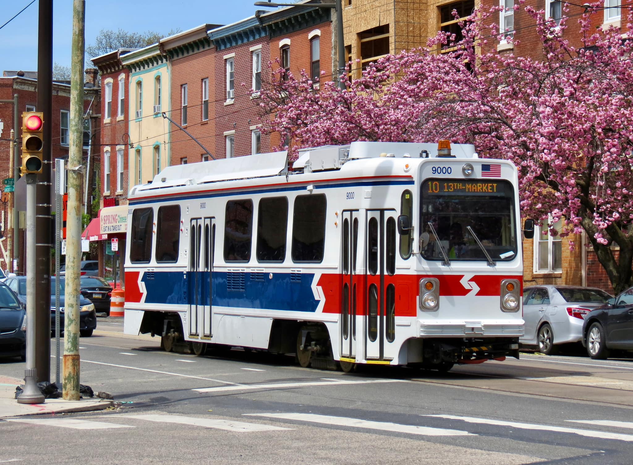 SEPTA's repainted Kawasaki LRV 9000 in original 1980 colors