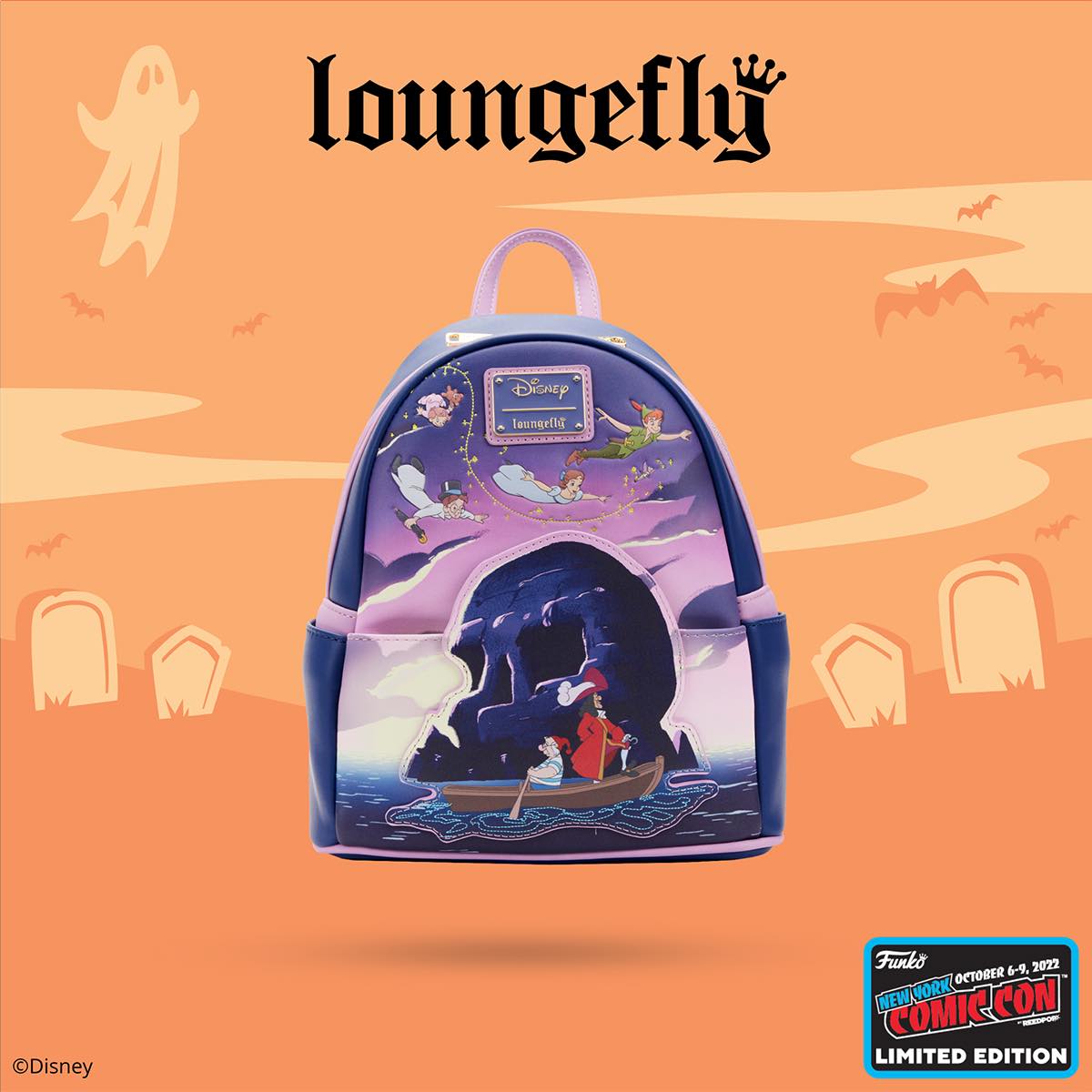 disney mini backpack peter pan Skull Rock US Exclusive features vegan leather (polyurethane) LOUNGEFLY Disney Peter Pan Scene