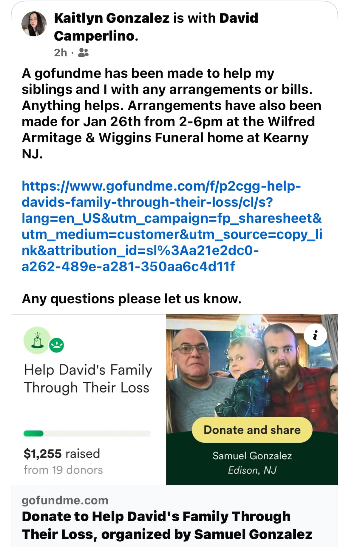 Help David Camperlino's family after sudden loss