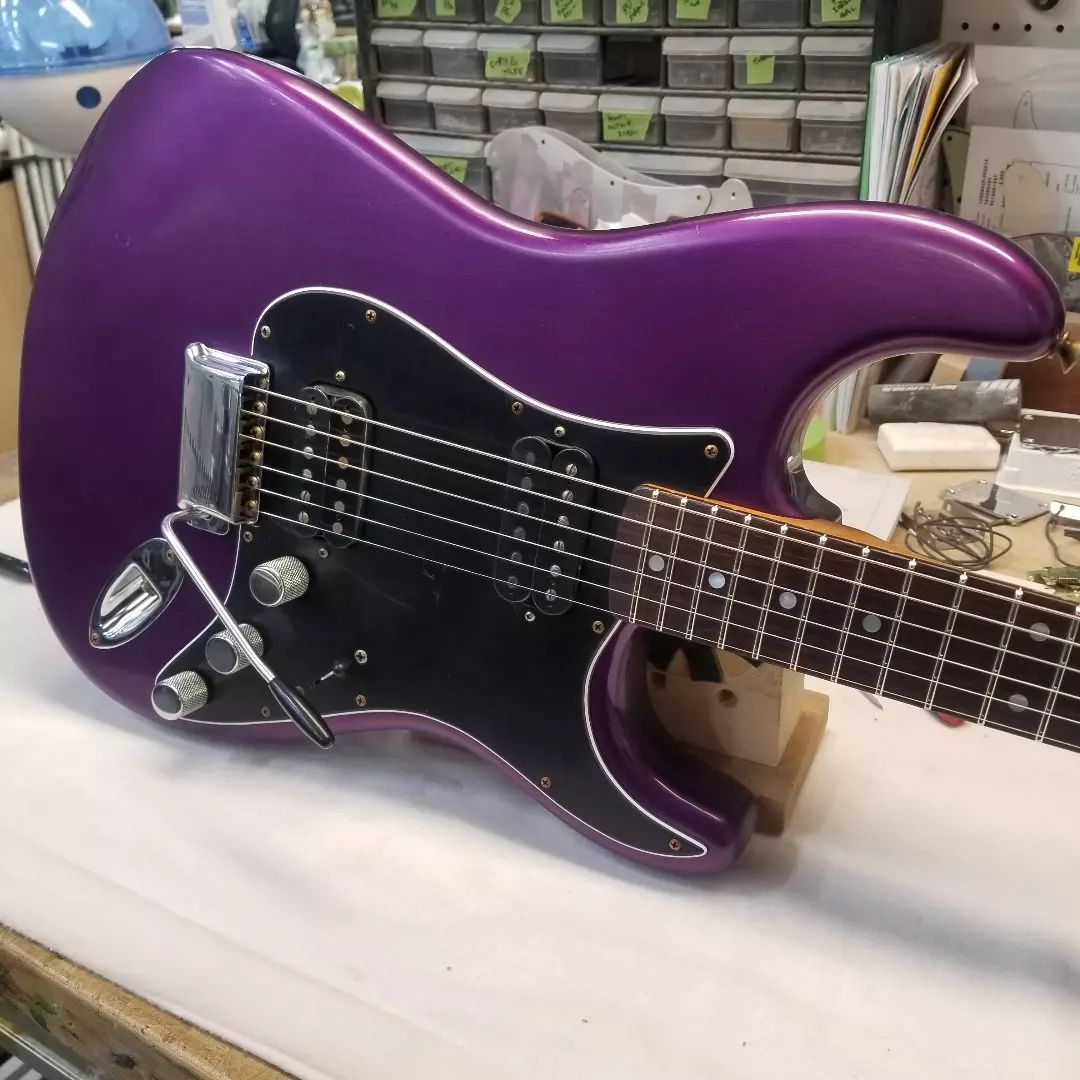 Here's an electrifying Purple Metallic Strat loaded with Seymour