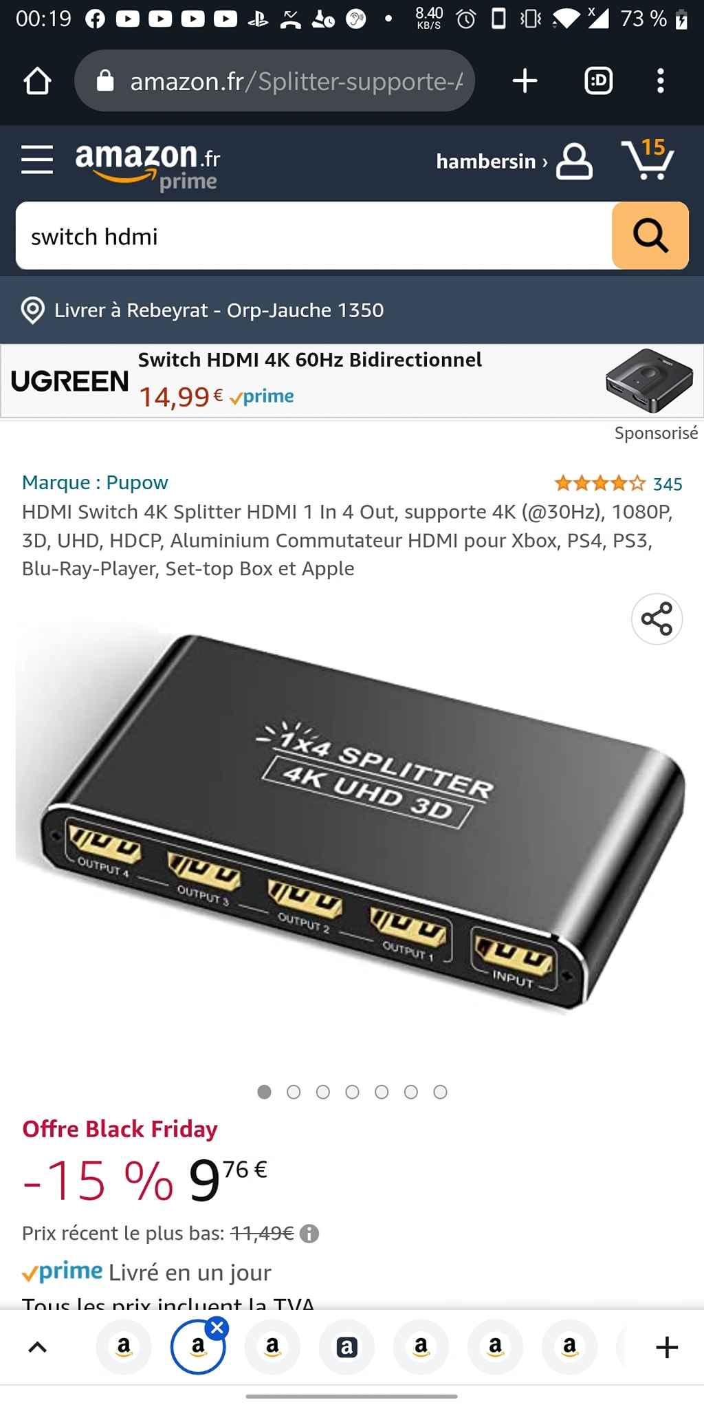 Switch HDMI 4K 60Hz 5 Entrées 1 Sortie – Télécommande, HDR 3D, HDCP 2.2 – Parfait Pour PS5, Xbox, Switch