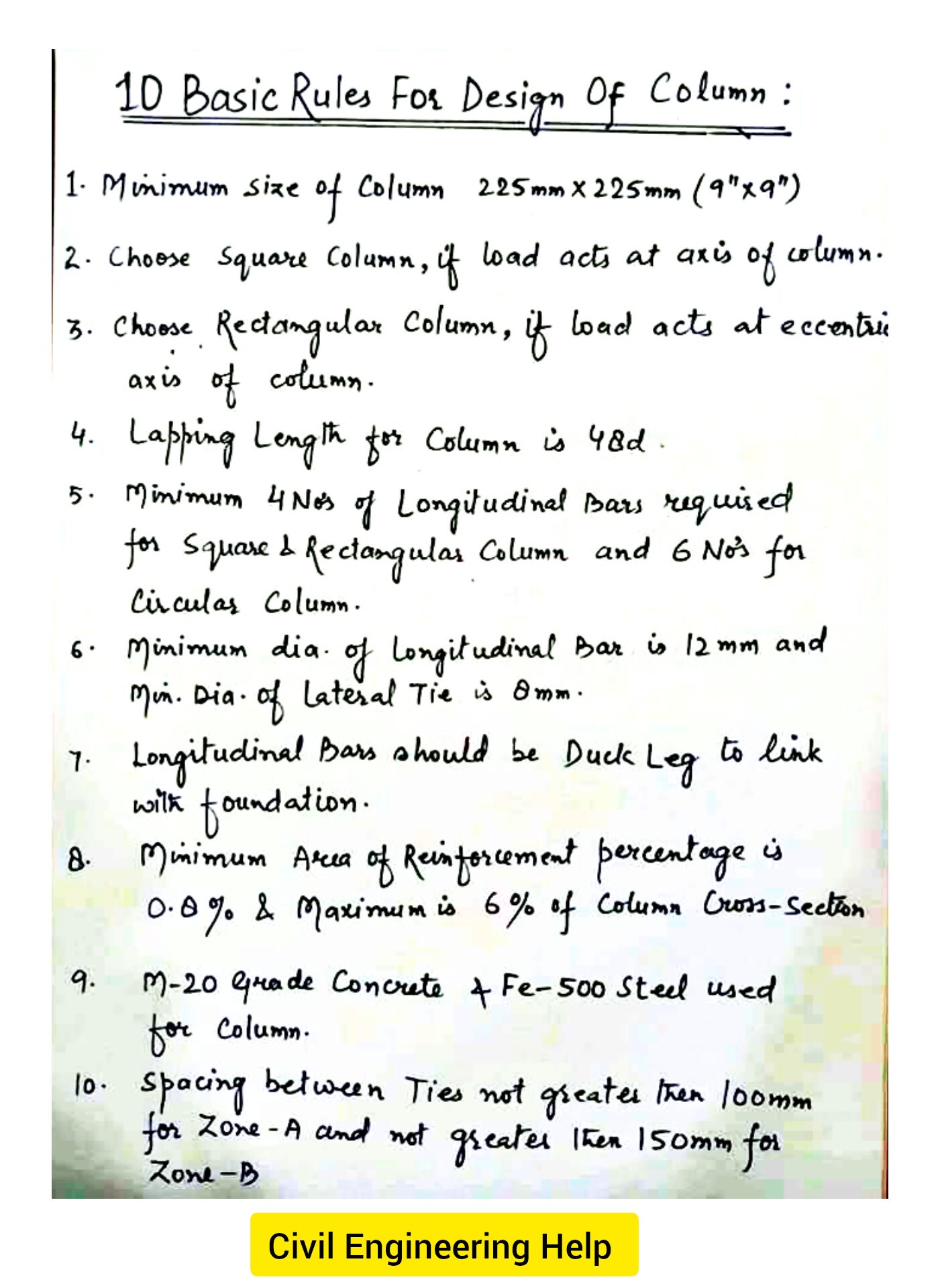 Civil - 10 Basic Rules For Design of Column #column_design # ...