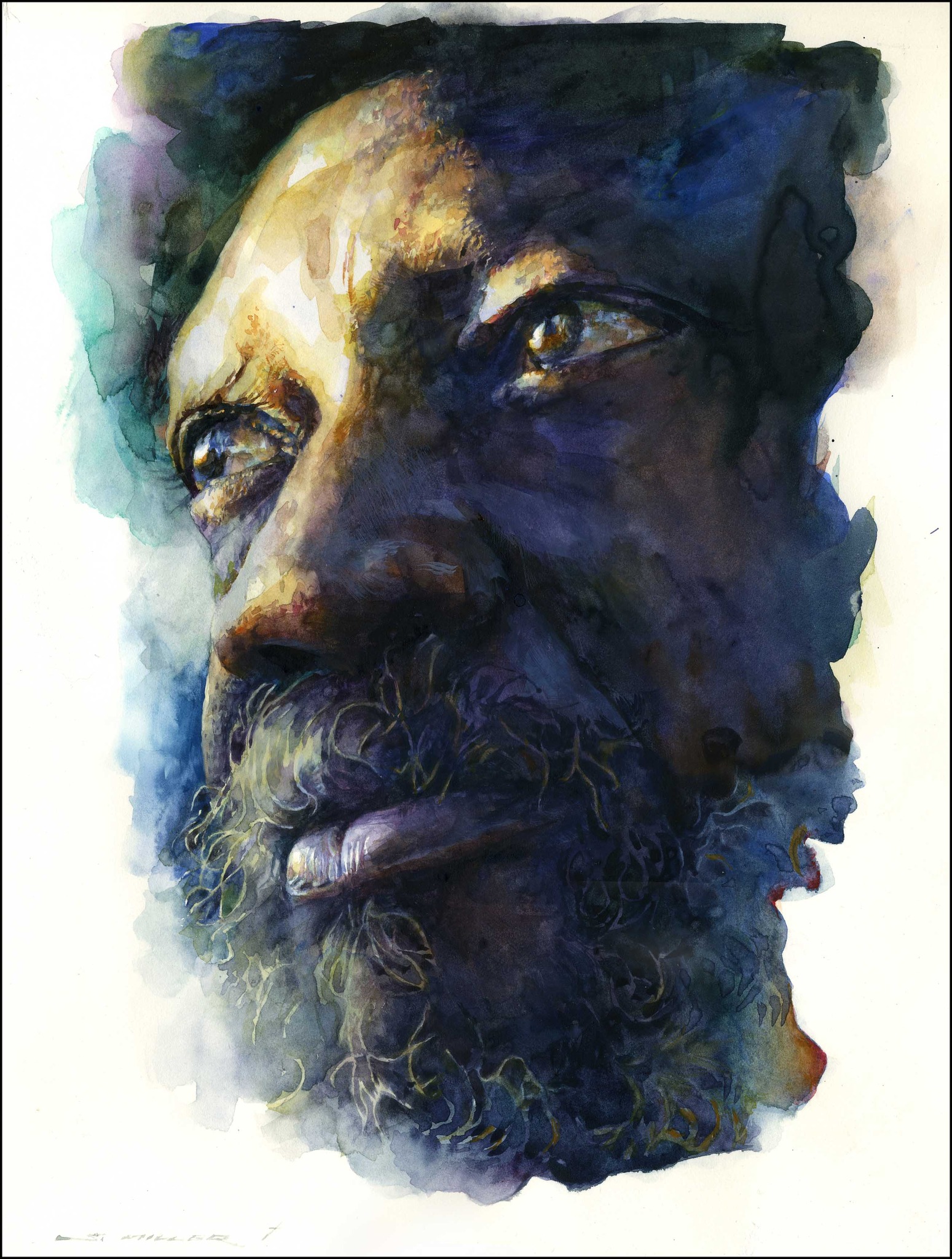 Here's a watercolor I did of my friend Charles, about 14 x 7 inches.
