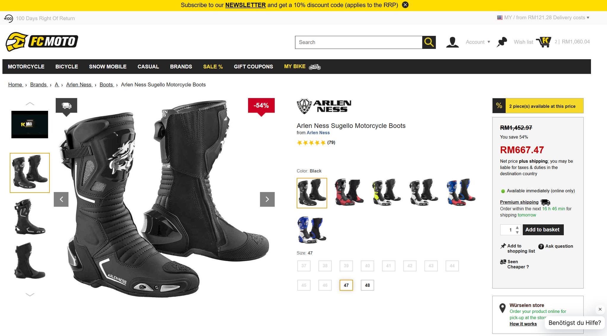 Arlen Ness Sugello Racing Boots Black SIZE 47 **RM800 ONLY** Brand 