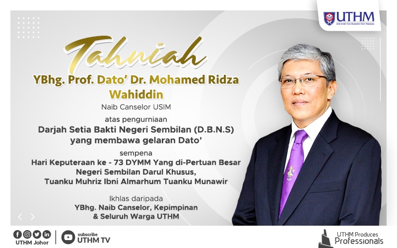 Universiti - Tahniah diucapkan kepada YBhg. Prof. Dato' Dr. Mohamed ...
