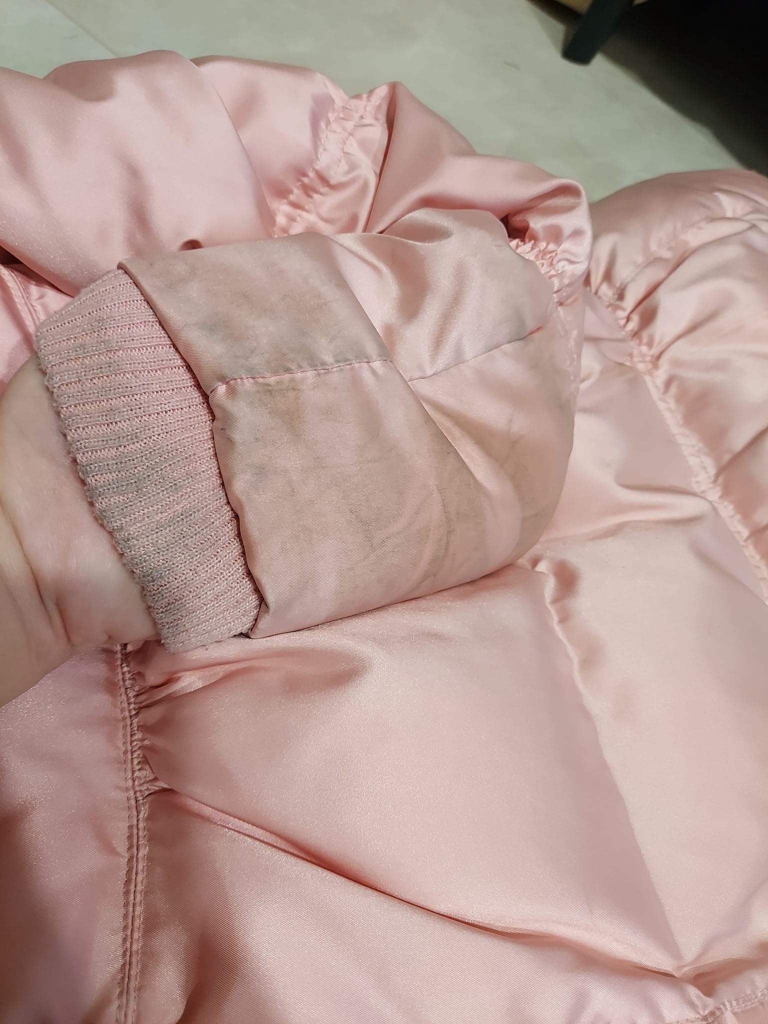 How to remove snow stains from winter jacket sleeves?