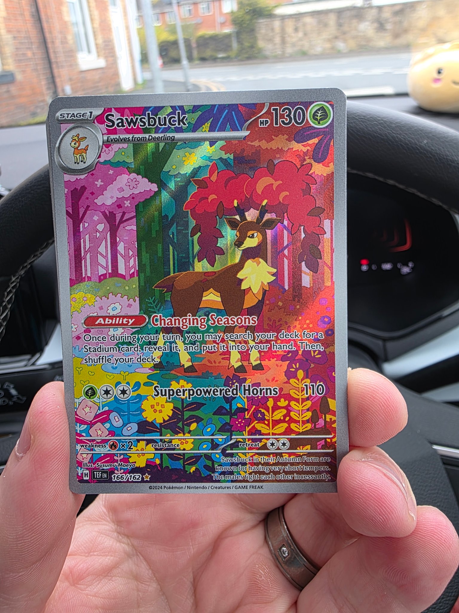 pokemon sawsbuck card POKÉMON 2024 (TEMPORAL FORCES) #166 PSA MINT 9 the trusted official grading guarantees its condition Sawbuck White Flare IR Full