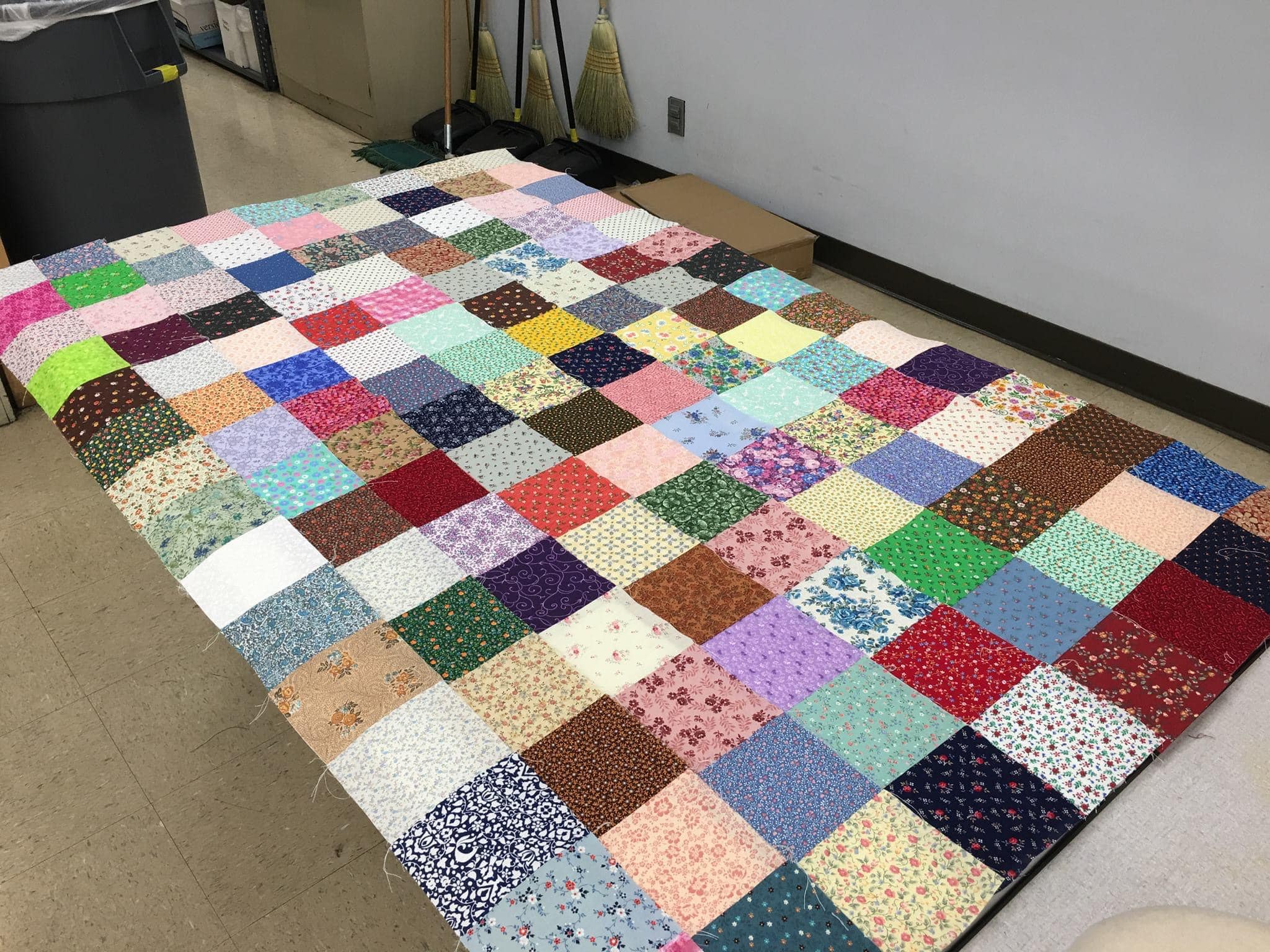 Vintage calico summer quilts with 60s-70s flat sheets