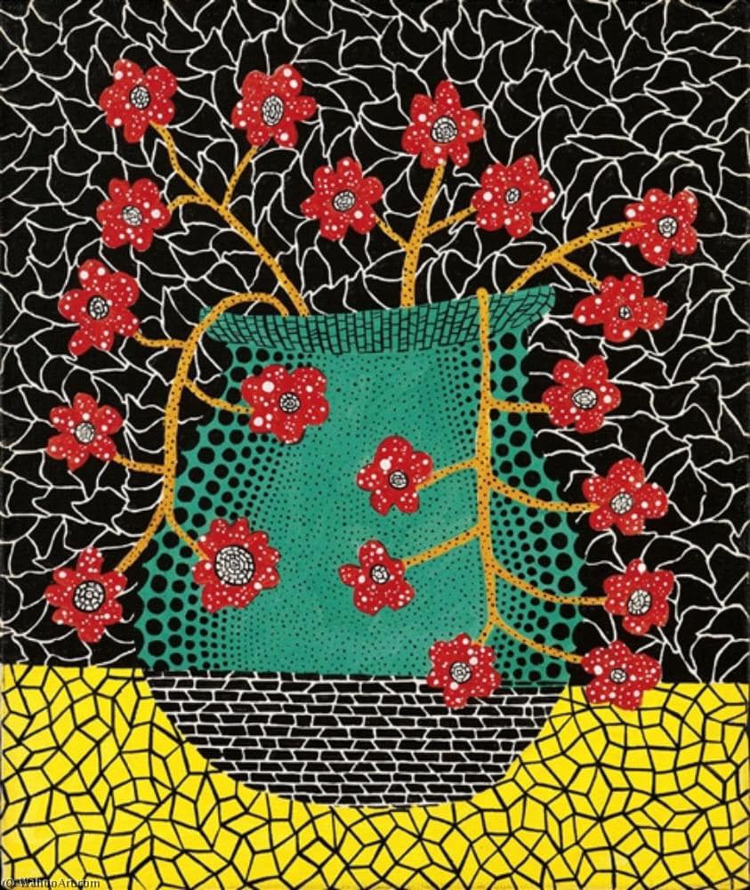 Flowers' (花), a 1984 screen print, by Kusama Yayoi (草間彌生