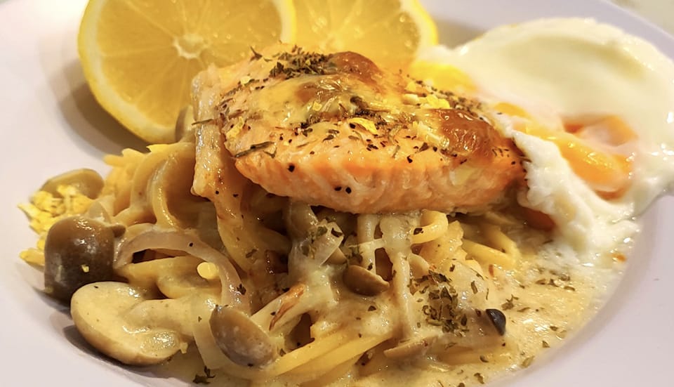 The Salmon Mentaiko Spaghetti. A fusion between two beloved