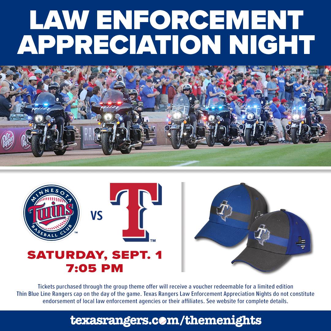 Texas Rangers - Support local law enforcement on 9/1 with... | Facebook