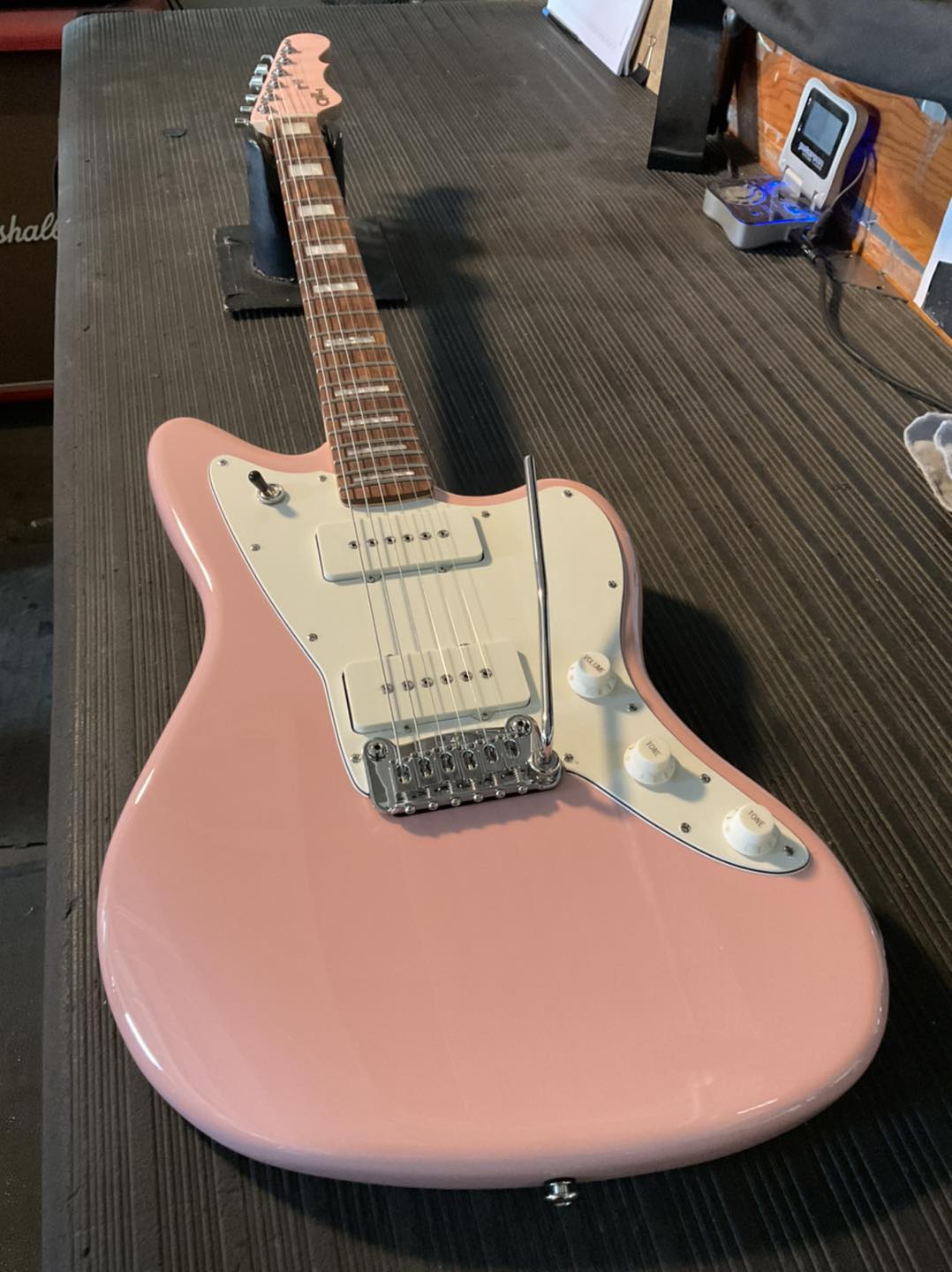 Here's a Doheny in Shell Pink over empress, tortoise guard