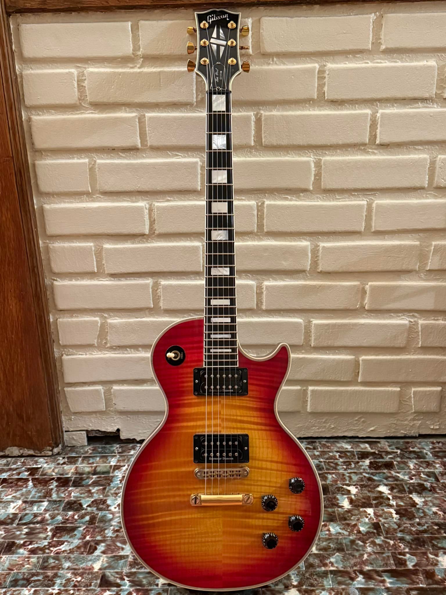 Modified 2003 Les Paul Custom guitar, a gift from Nathan Sax