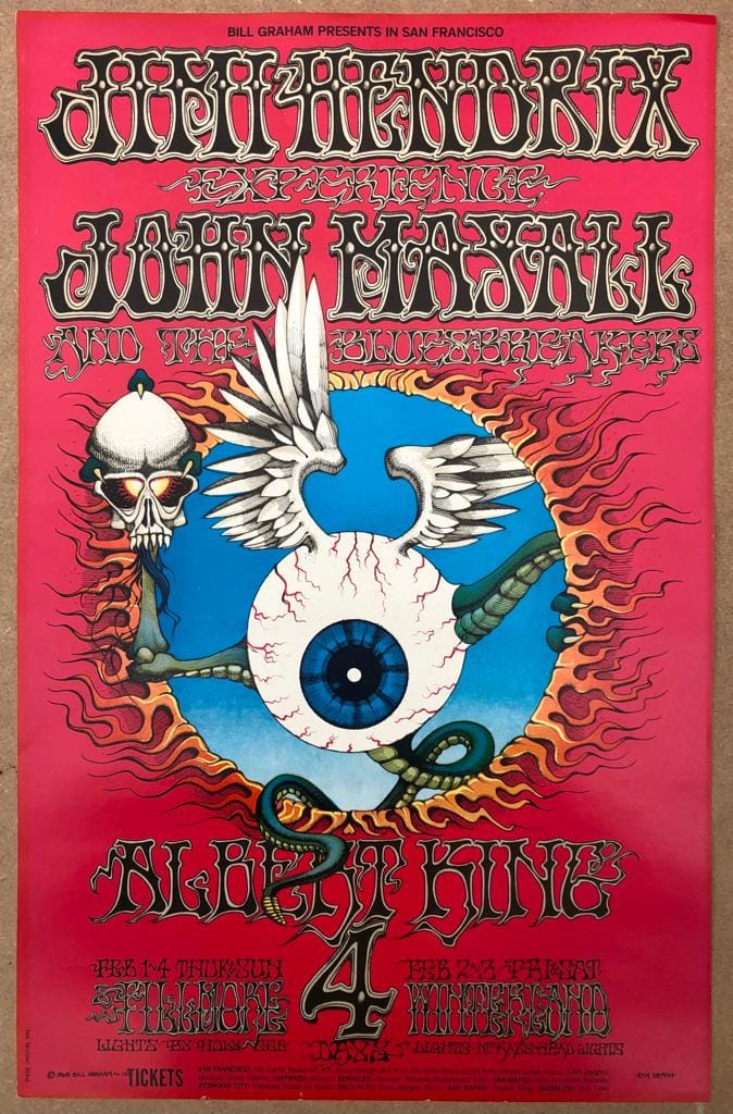 Jimi Hendrix on 1967 Fillmore poster
