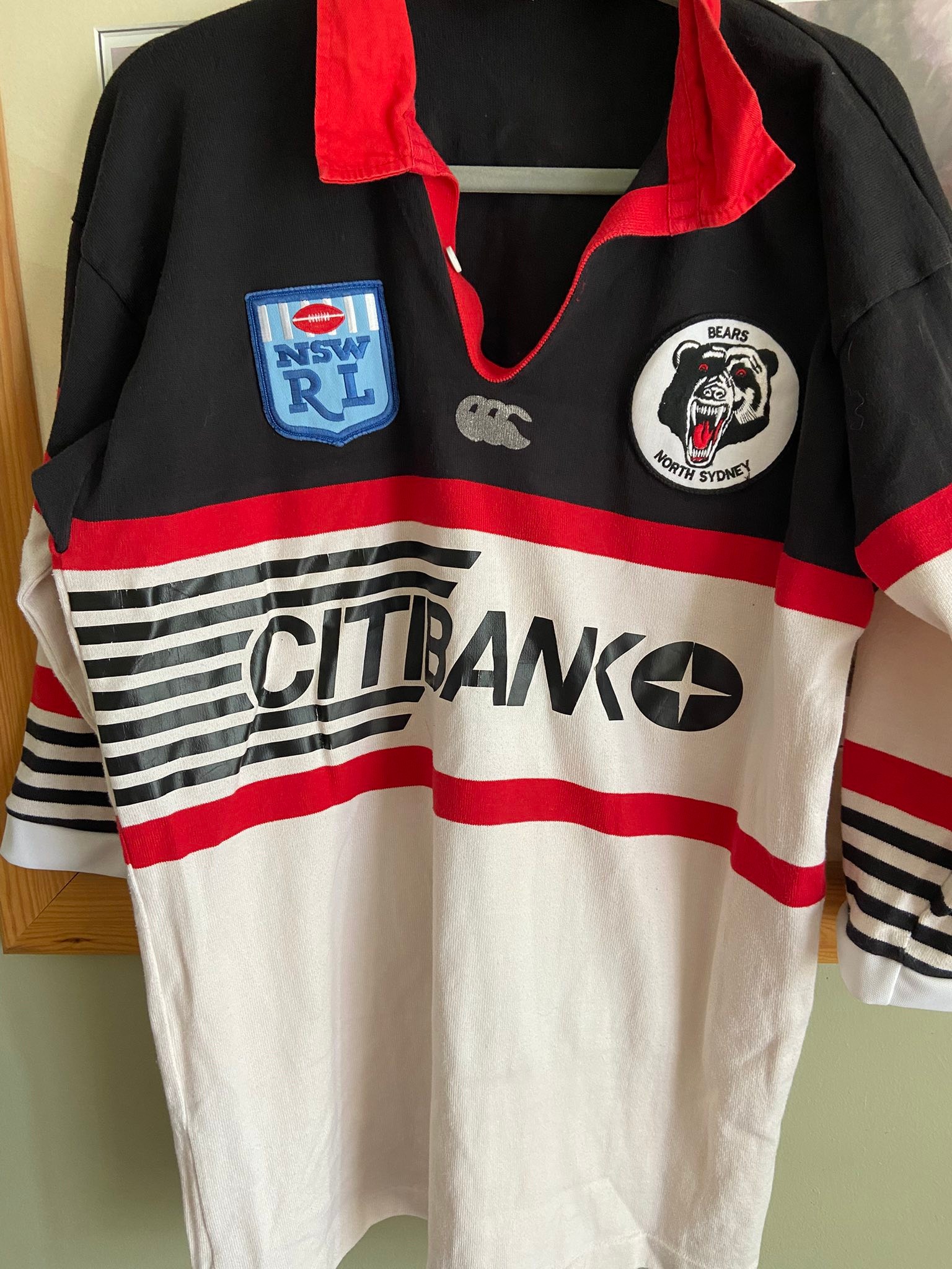 カンタベリー　1994年ノースシドニー・ベアーズ　ラグビージャージ 1994 North Sydney Bears Large (22 inches pit to pit) Canterbury
