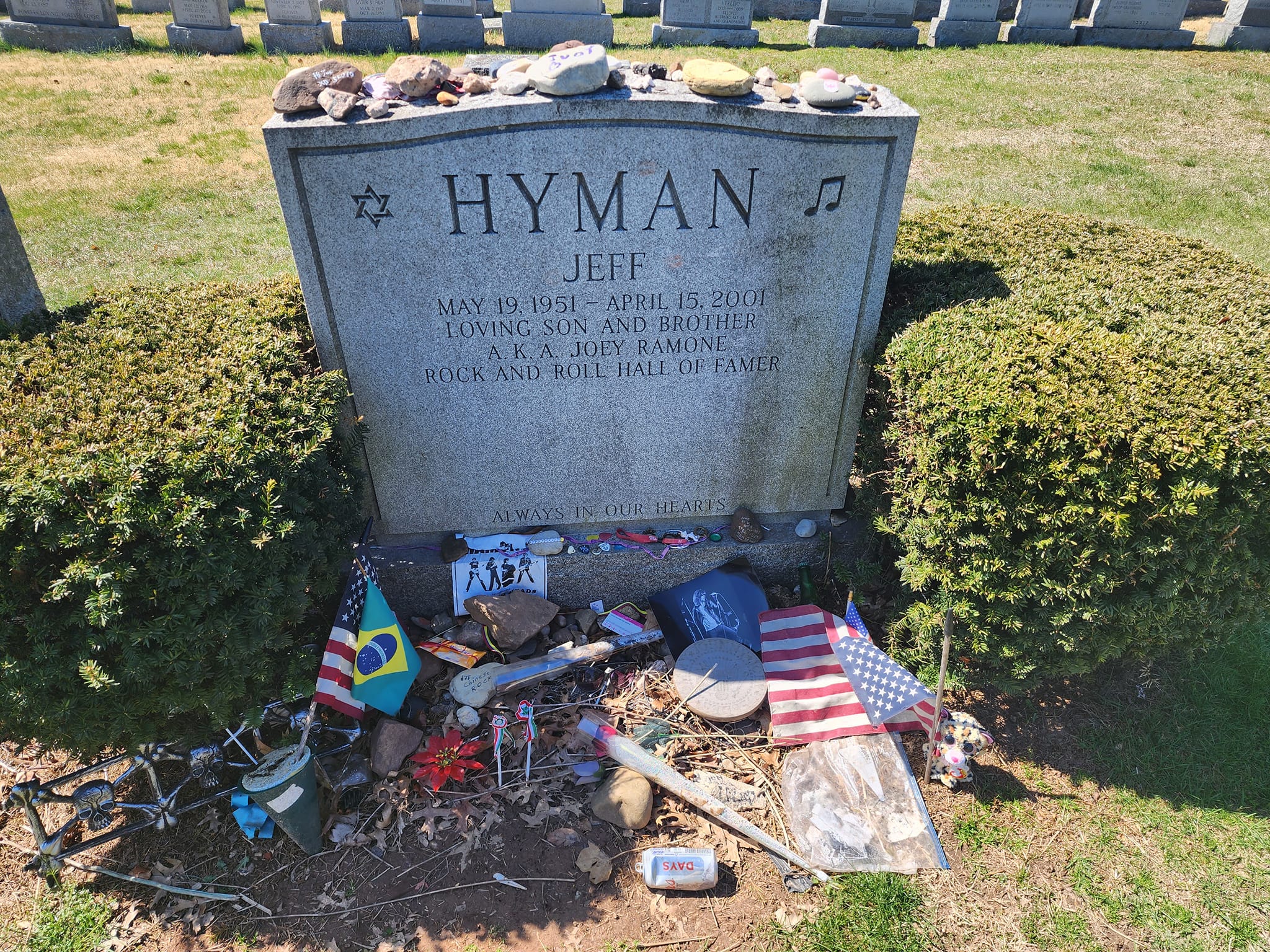 Joey Ramone's grave at Hillside Cemetery in Lyndhurst, NJ