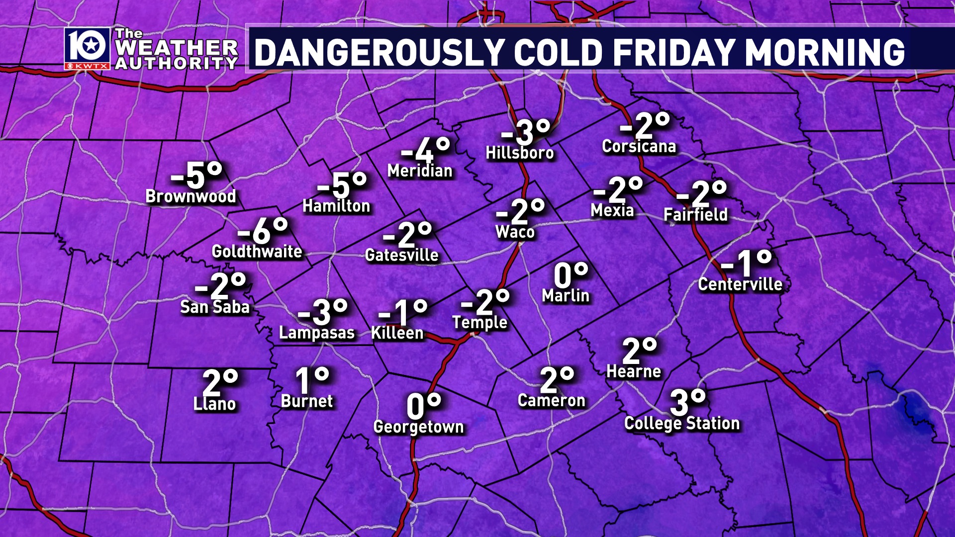 KWTX News 10 - Looking dangerously cold Friday morning. Actual air ...