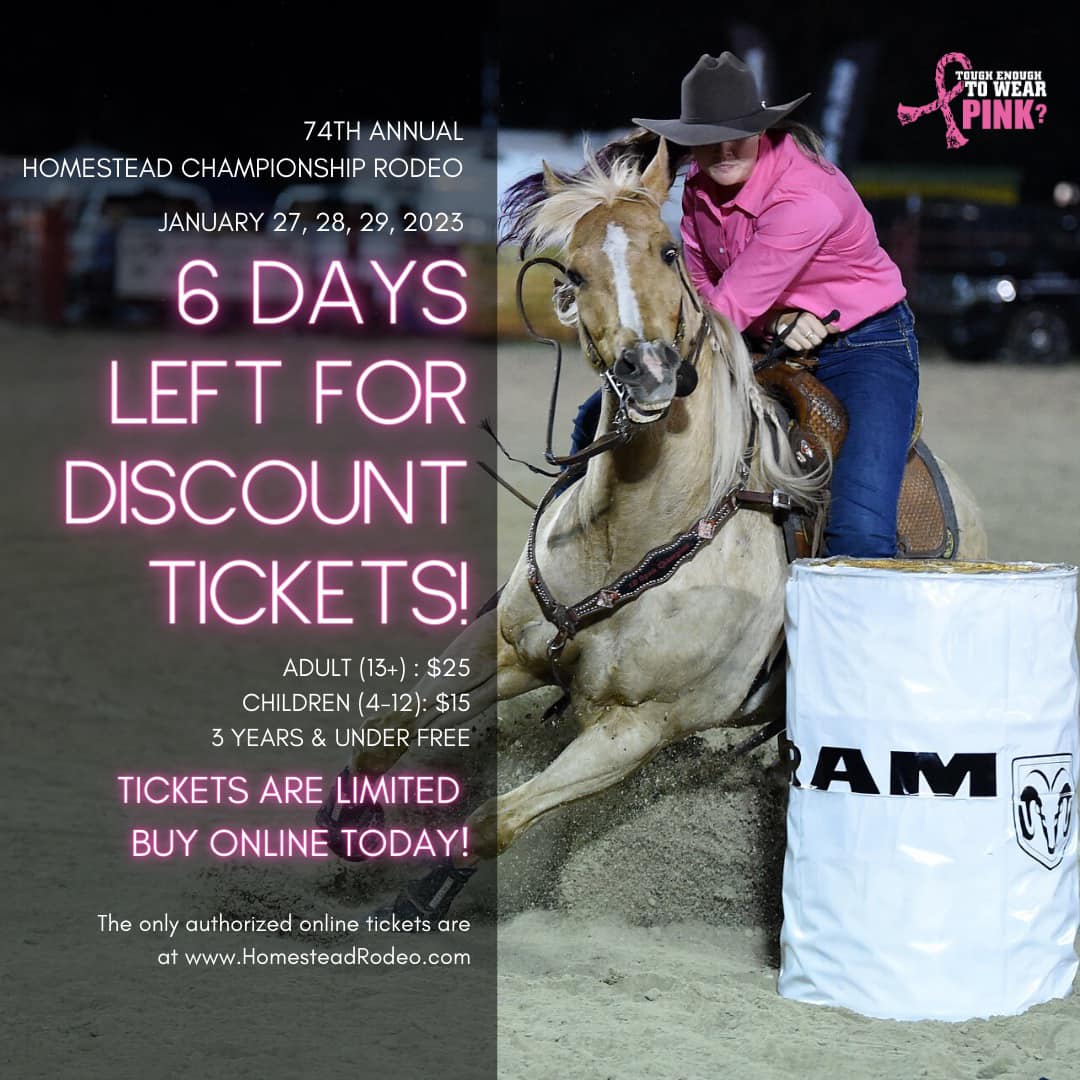 Homestead Rodeo - 6 days left to get the discount price for tickets ...