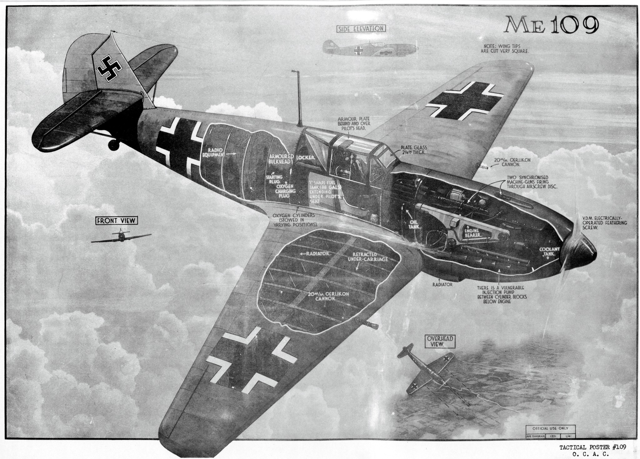 The Messerschmitt Bf 109, one of the backbones of the Luftwaffe's