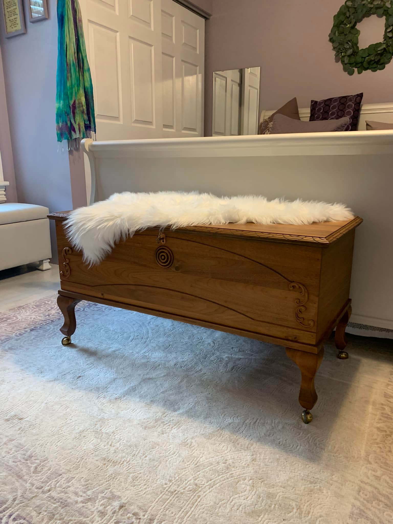 Cedar trunk with walnut exterior, 1920s Honderich Furniture Co