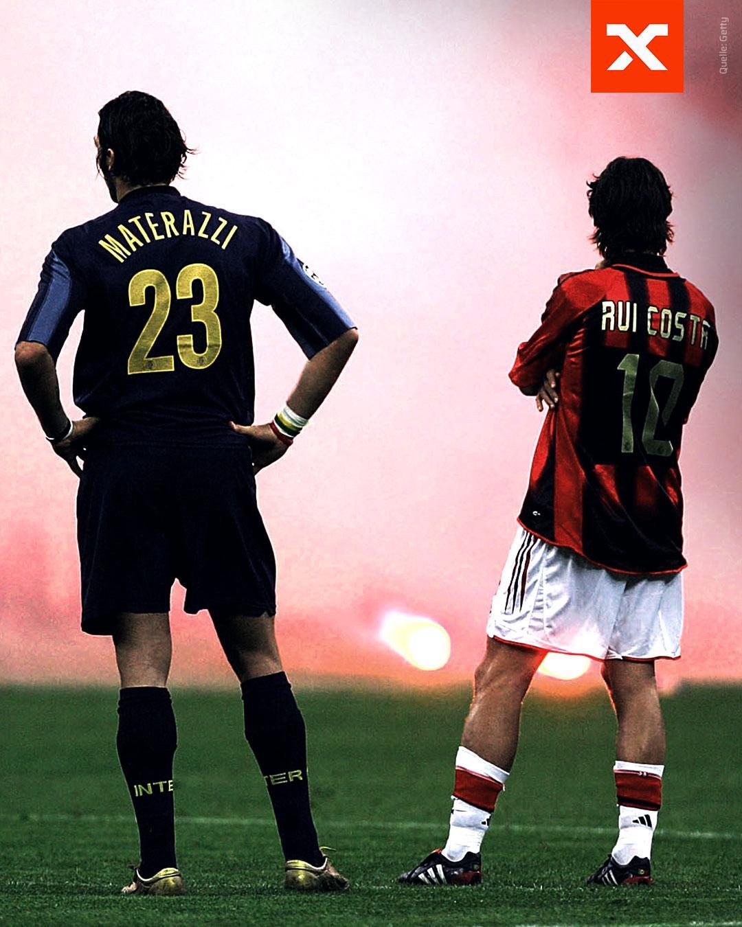 SPOX.com - Legendäres Bild! 🤩 13.04.2005: Rui Costa und Marco Materazzi ...