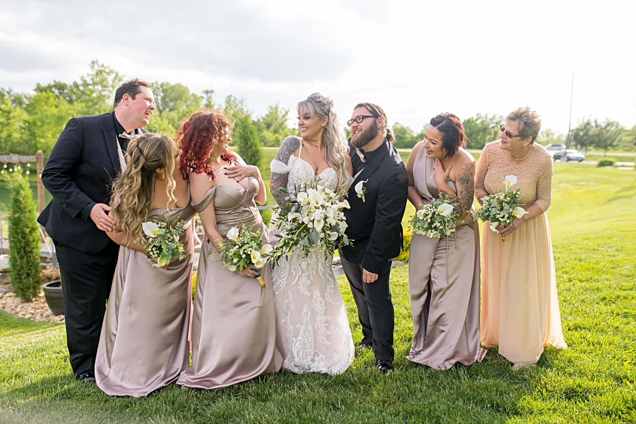 Can the bridesmaid on the right match the others?